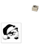 Festive Fluffy Cat Santa Hat Winking Christmas Rubberstempel (Gestempeld)