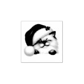 Festive Fluffy Cat Santa Hat Winking Christmas Rubberstempel (Afrduk)