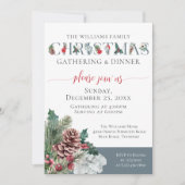 Festive Foliage Famille Dîner de Noël Invitation (Devant)