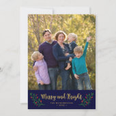 Festive Foliage Merry and Bright Holiday Foto Feestdagenkaart (Voorkant)
