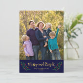 Festive Foliage Merry and Bright Holiday Foto Feestdagenkaart (Staand voorkant)