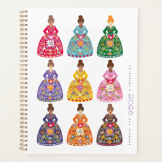 Festive Folk Art Ladies Simple Daily Agenda 2026