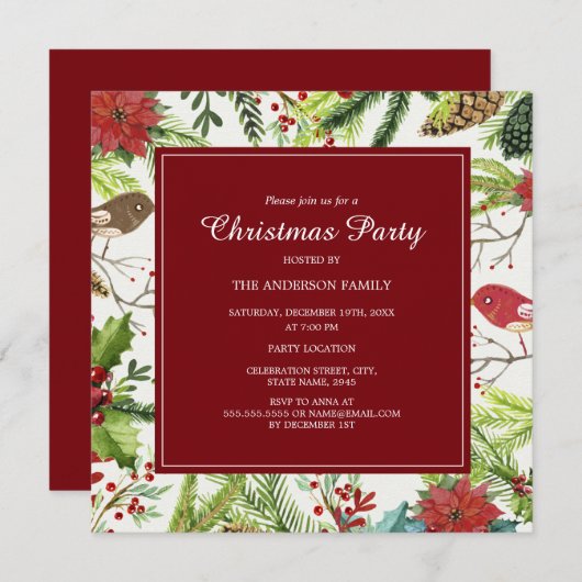 Festive Forêt Noël Invitation (Devant / Derrière)