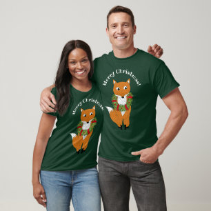 Festive Fox Custom Message KerstGraphic T-shirt