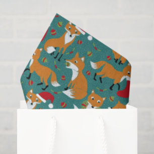 Festive Foxes Cute Pattered Kerstmis Tissuepapier