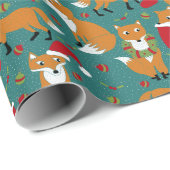 Festive Foxes Pattern Kerstmis Cadeaupapier (Rol Hoek)