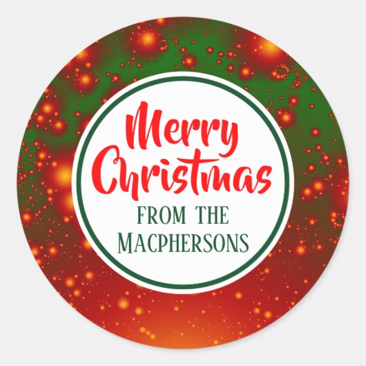 Festive Fractal Kerst stickers (groene cirkel) (Voorkant)