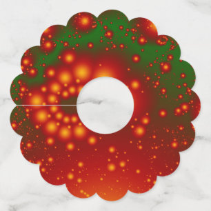 Festive Fractal Paper Wine Glass Labels