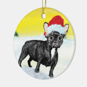festive french bull dog keramisch ornament (Links)