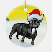 festive french bull dog keramisch ornament (Achterkant)