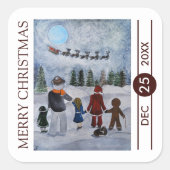 Festive Friends Christmas Vierkante Sticker (Voorkant)