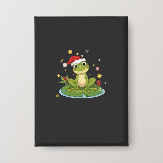 Festive Frog Joy - Cute Christmas Frog on Lily Pad Button (Voorkant)