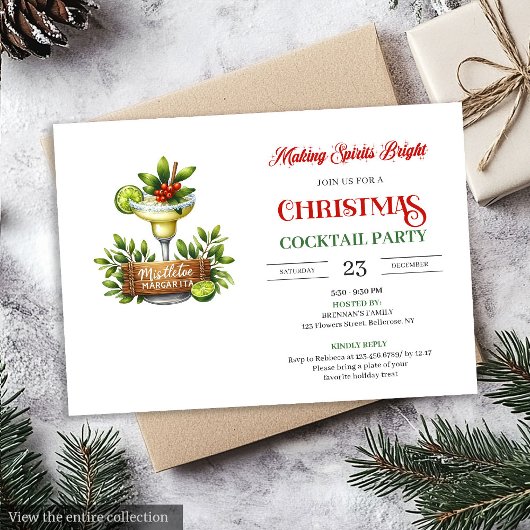Festive fun Christmas cocktails party invitation