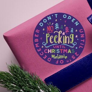 Festive Fun & Colorful No Peking Tot Kerstmis Ronde Sticker