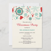 Festive Fun Red Green-kerstfeest uitnodiging (Voorkant)