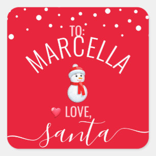 Festive, Fun Red "Love, Santa" Aangepast kerstfees Vierkante Sticker