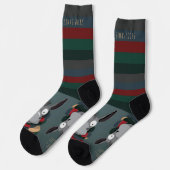 Festive Funny Cute Donkey Turquoise Grey Sokken (Links)