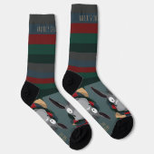 Festive Funny Cute Donkey Turquoise Grey Sokken (Rechts)
