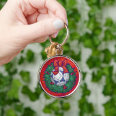 Festive Futbal in Wreath op Red Sleutelhanger (Hand)