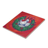 Festive Futbal in Wreath op Red Tegeltje (Zijkant)