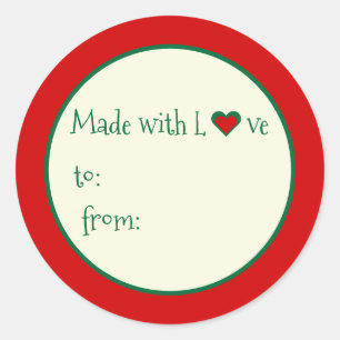 Festive gemaakt met liefde schrijven op cadeau ronde sticker