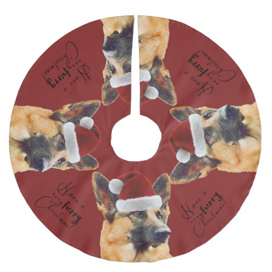 Festive German Shepherd Holiday Kerstboom Rok (Voorkant)