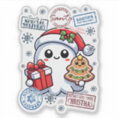 Festive Ghost Gift Kerst sticker (Voorkant)