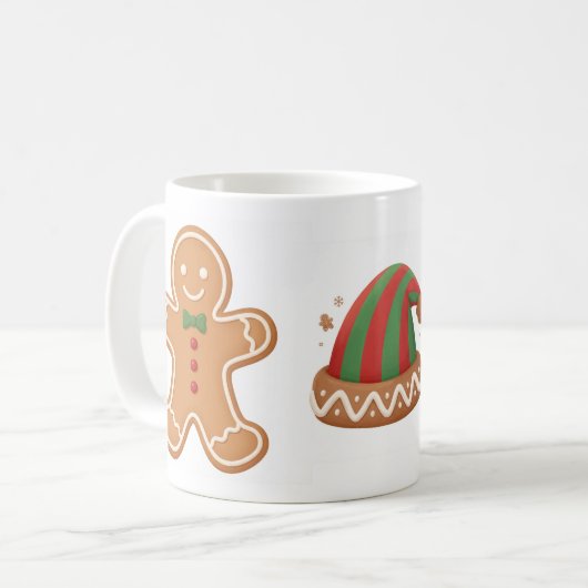 Festive Gingerbread & Elf Hat Christmas Mug (Devant gauche)