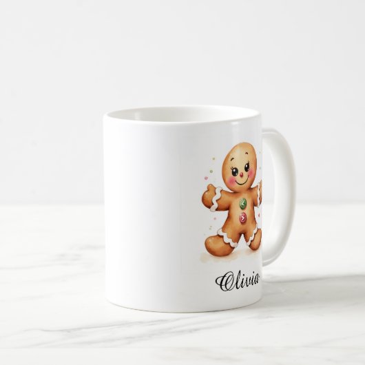 Festive Gingerbread Man Custom Name Mug Koffiemok (Voorkant rechts)