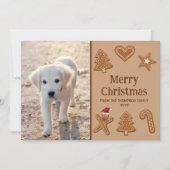 Festive Gingerbrood Cookie Shapes and Custom Photo Feestdagenkaart (Voorkant)