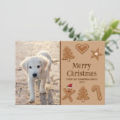 Festive Gingerbrood Cookie Shapes and Custom Photo Feestdagenkaart (Staand voorkant)