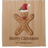 Festive Gingerbrood-kerstkoekje met tekst Douchegordijn (Voorkant)