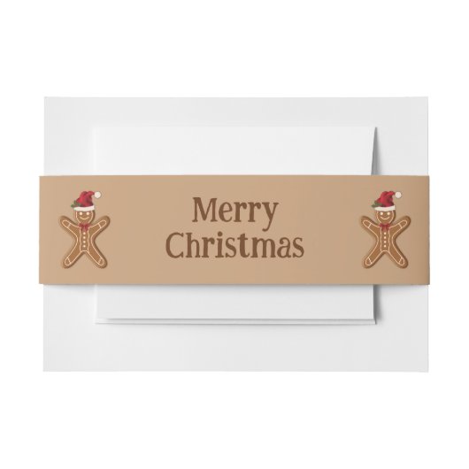 Festive Gingerbrood-kerstkoekje met tekst Uitnodigingen Wikkel (Voorkant Voorbeeld)