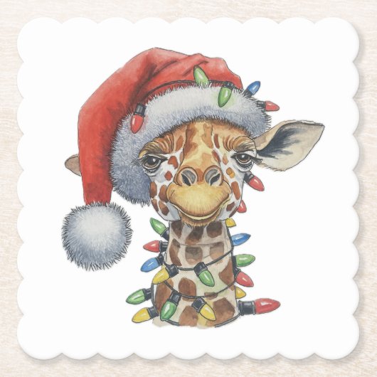 Festive Giraffe Kartonnen Onderzetters (Voorkant)