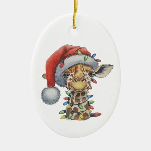 Festive Giraffe Keramisch Ornament (Voorkant)