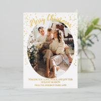 Festive Glam One Oval Photo Golden Sparking Stars