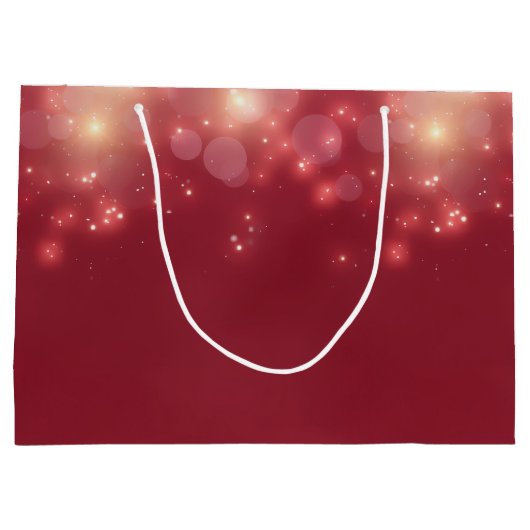 Festive Glam Red Bokeh Glitter Sparkles Groot Cadeauzakje (Achterkant)