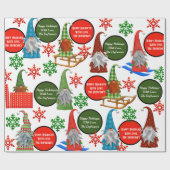 Festive Gnomen Personalized Holiday Cadeaupapier (Vlak)