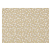 Festive Gold and White Kerstfeestdag Snowflake Tafelkleed (Voorkant (Horizontaal))