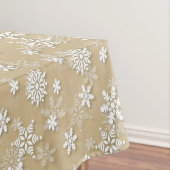 Festive Gold and White Kerstfeestdag Snowflake Tafelkleed (Voorbeeld)