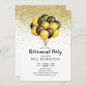 Festive Gold Black White Retraite Invitation (Devant / Derrière)