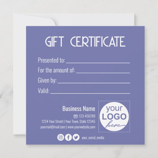 Festive Gold Bow Modern Blue Cadebox Cadeaukaart (Achterkant)