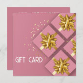 Festive Gold Bow Modern Pink boîte cadeau Carte ca (Devant / Derrière)