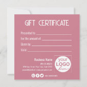 Festive Gold Bow Modern Pink boîte cadeau Carte ca (Dos)