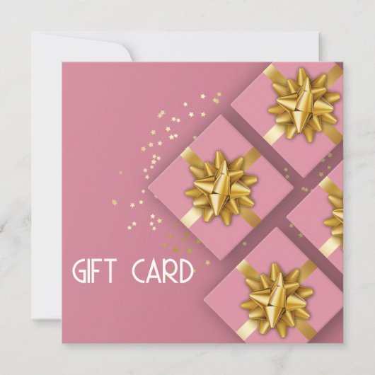 Festive Gold Bow Modern Pink boîte cadeau Carte ca (Devant)