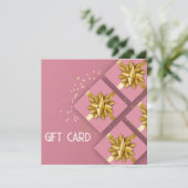 Festive Gold Bow Modern Roze Gift Box Cadeaukaart (Staand voorkant)