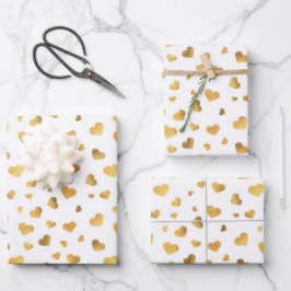 Festive Gold Confetti Hearts Gift Inpakpapier Vel