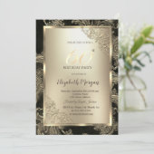 Festive Gold Frame,Floral Damask 60th Birthday  Kaart (Staand voorkant)