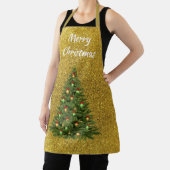 Festive Gold Glitter-kerstboomfeest Schort (Insitu)