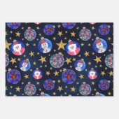 Festive Gold Glitter Stars Ornaments Waterverf Inpakpapier Vel (Voorkant 3)